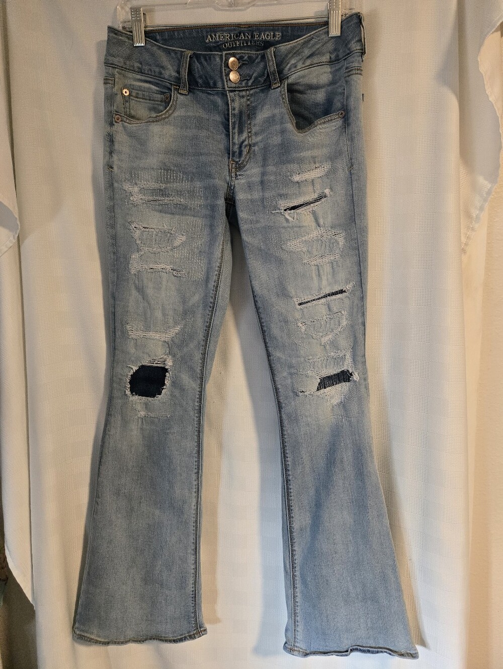 American Eagle Outfitters Light Blue Distressed Bootcut Jeans - Picture 2 of 8